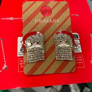 Primark women Christmas Glittery Santa Earrings - Red and Silver